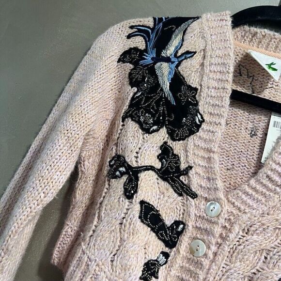 Anthropologie Wendy Wurtzburger  Marcella Volini Dancing Crane Cardigan XS NEW - Picture 7 of 8